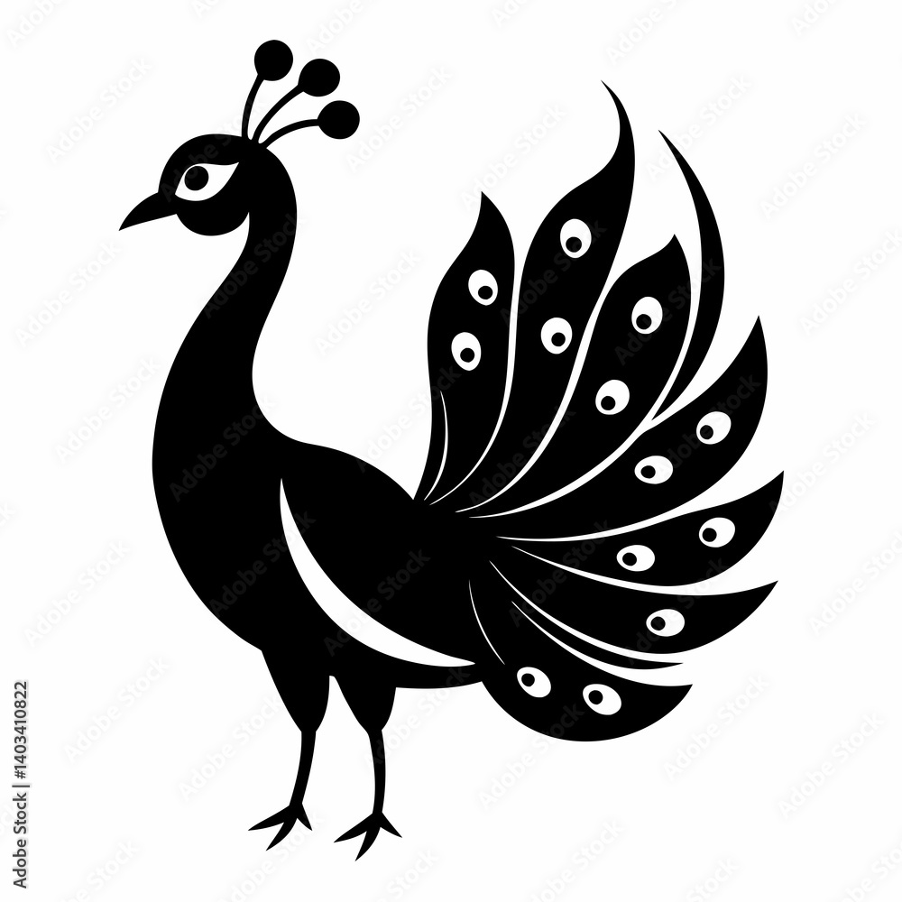 Fototapeta premium Elegant Peacock Silhouette Vector Art