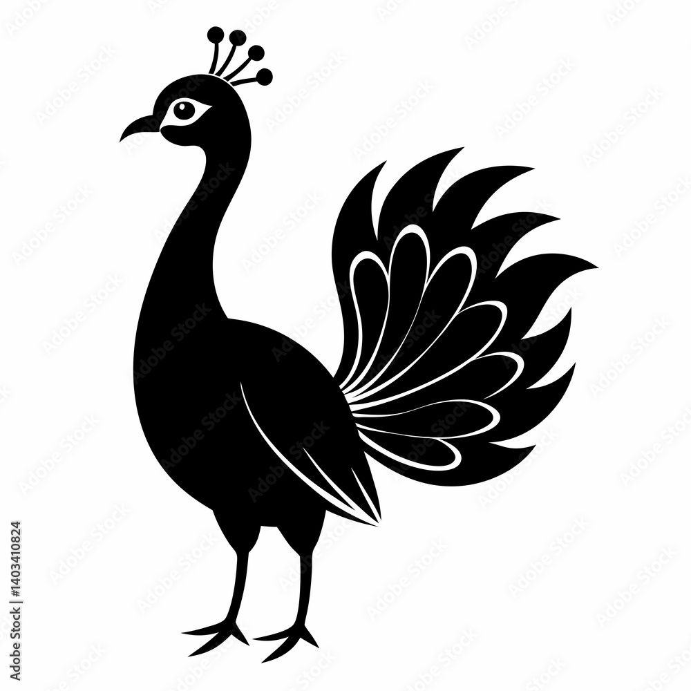 Fototapeta premium Elegant Peacock Silhouette Vector Art