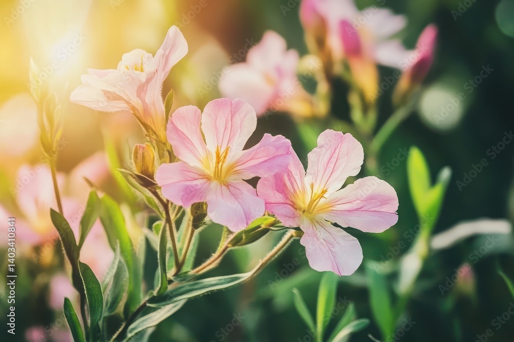 Fototapeta premium Pink Evening Primrose flowers (Oenothera speciosa) in summer garden