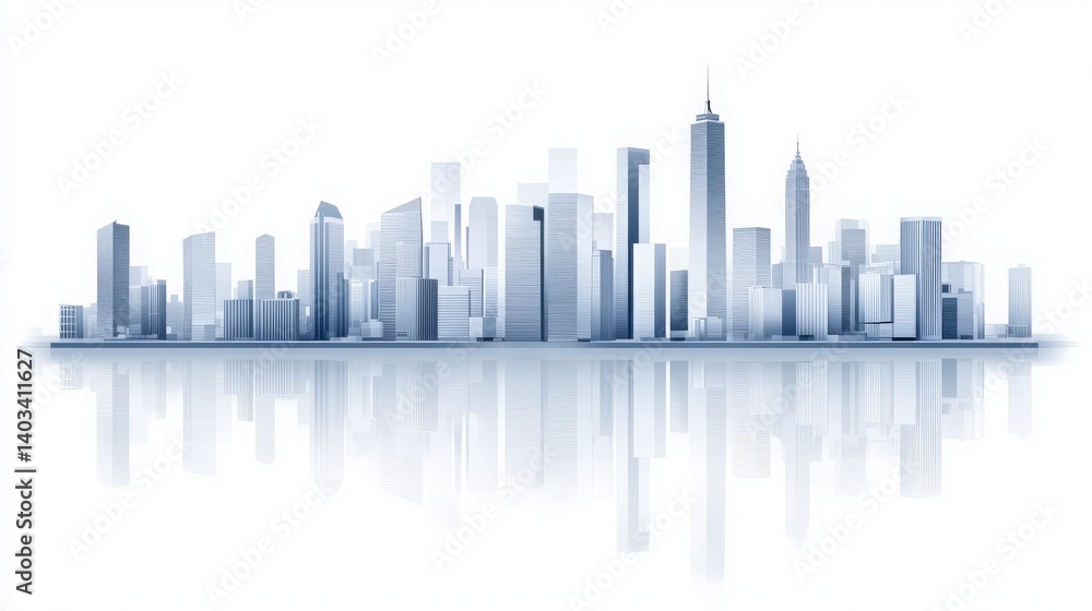 Modern City Skyline Reflection Modern City Skyline Reflection