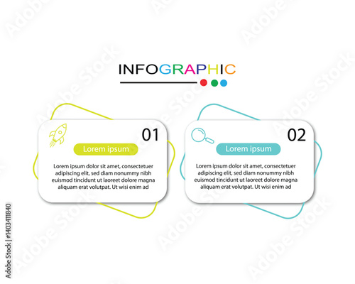Infographic Venn diagram chart template for business 2 parts, options, presentation with diagram elements vector illustration.