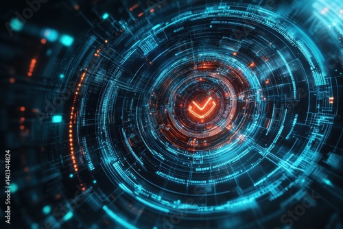 Wallpaper Mural A digital depiction of data processing and security check verification Torontodigital.ca