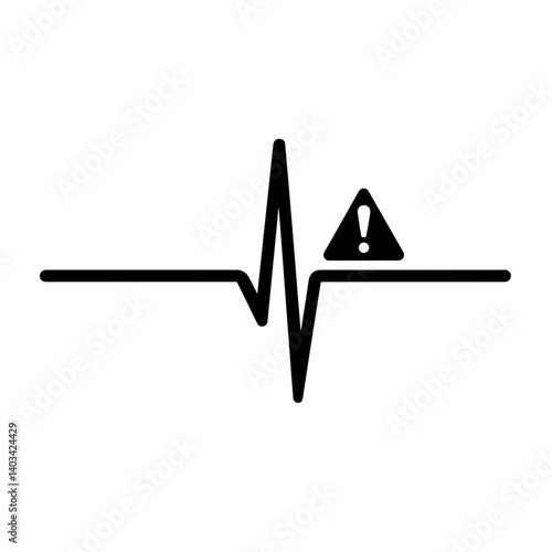 ECG heartbeat line with warning icon symbolizing cardiac risk alert health monitoring and medical emergency