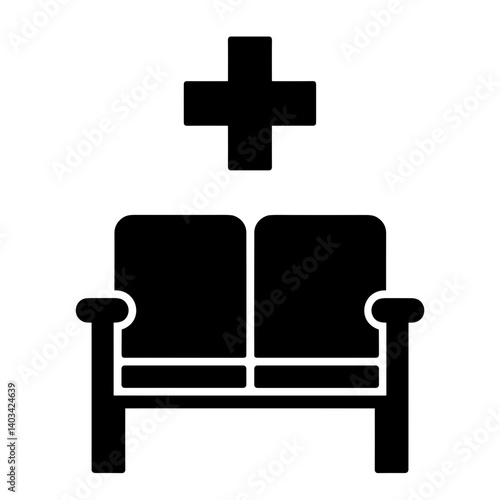 Hospital waiting area with chairs – concept of patient zone and reception space