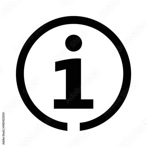 Bold information icon with clean round border and uppercase letter i