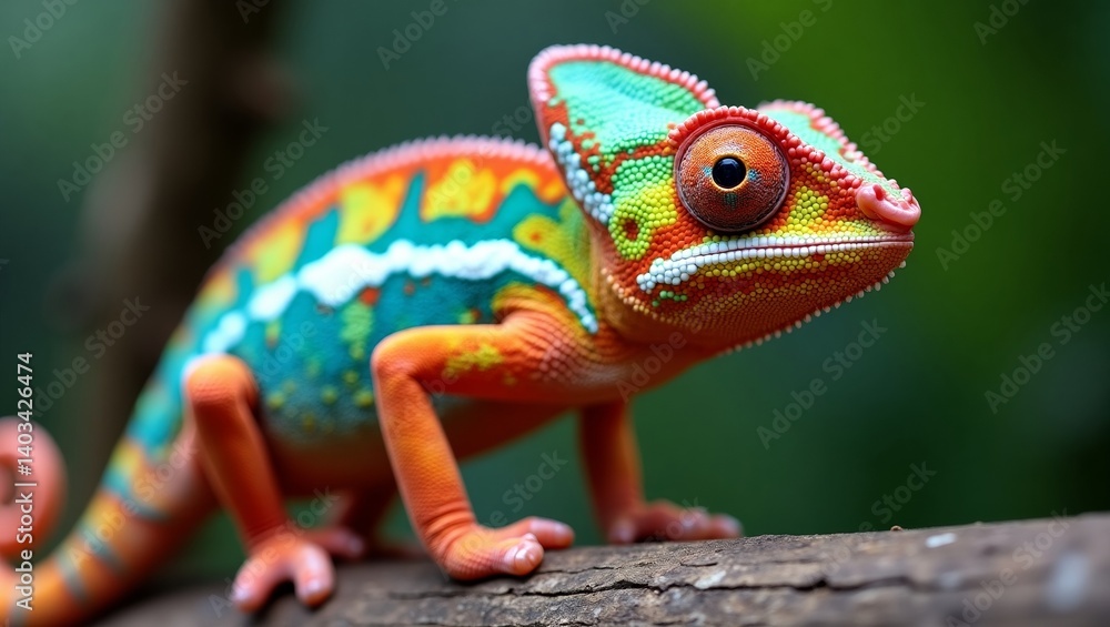 Fototapeta premium Vibrant Chameleon in its Natural Habitat