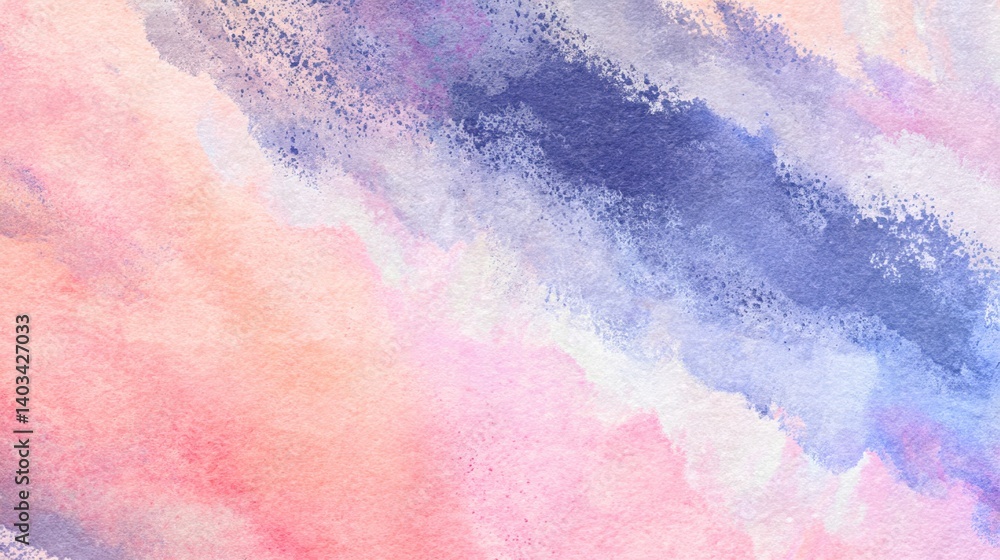 Obraz premium Hand-painted watercolor texture in soft pastel tones featuring organic brush strokes with subtle granulation. High-resolution paper texture overlay creates artistic background
