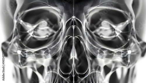 X-ray Image of Human Skull with Dramatic Lighting and Detail