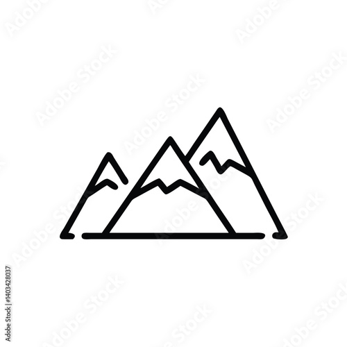 Minimalist Mountain Range Icon Black Line Graphic Illustration Landscape Peaks