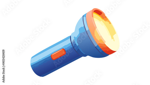 Flashlight portable lantern. 3d rendering isolated on white background. Cartoon plastic style icon