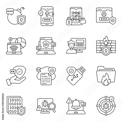 Pack of Protection Line Icon 

