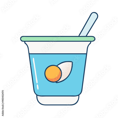 Illustration of a yogurt cup with fruit and a spoon for healthy eating and breakfast treat