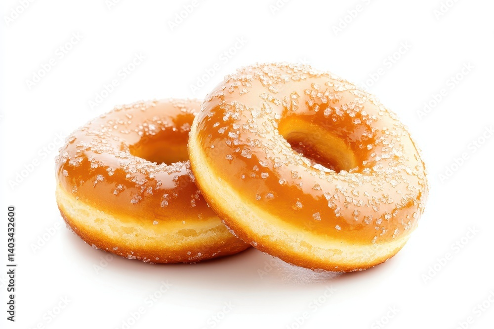 Two glazed donuts stacked Two glazed donuts stacked
