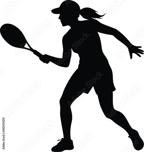 Female Tennis Player Silhouette | Dynamic Action Pose Vector Art