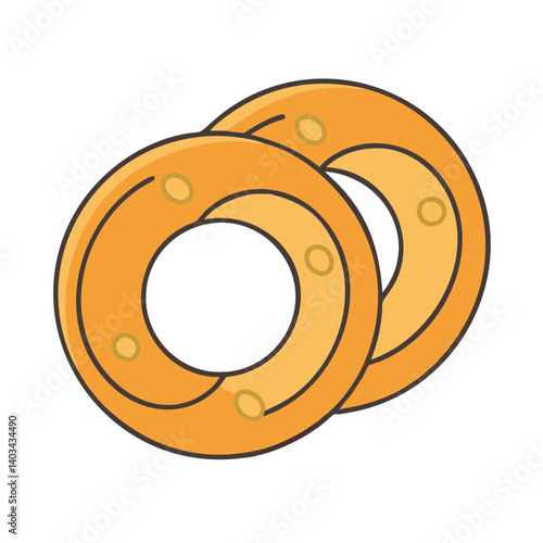 Two delicious bagels vector illustration for bakery shop breakfast menu and food blog design