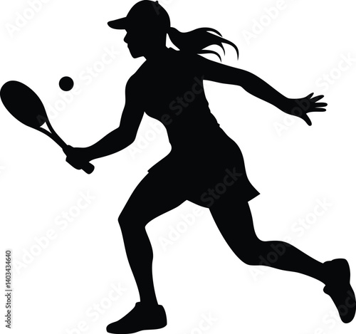 Female Tennis Player Silhouette | Dynamic Action Pose Vector Art