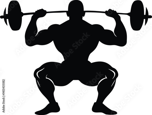 Weightlifter Silhouette with Barbell | Strength Icon Vector Design