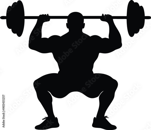 Weightlifter Silhouette with Barbell | Strength Icon Vector Design
