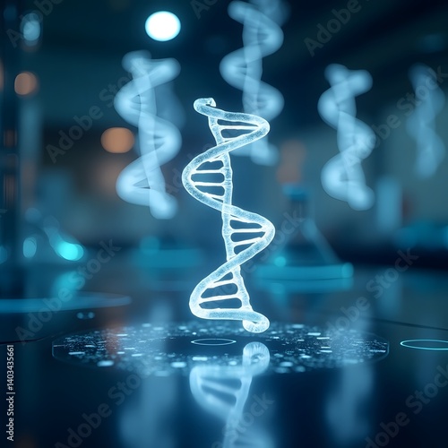 Cutting Edge Biotech Research Facility with 3D DNA Model Medical Innovation