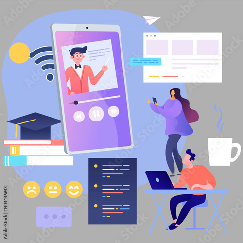 Free vector illustration of online education concept