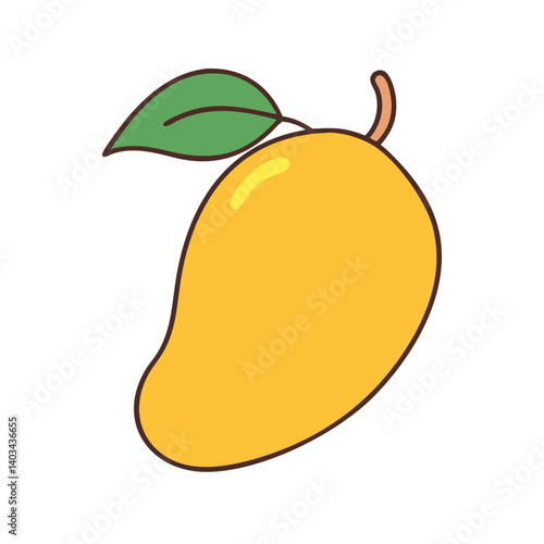 Isolated yellow mango fruit vector illustration for tropical fruit and healthy food designs