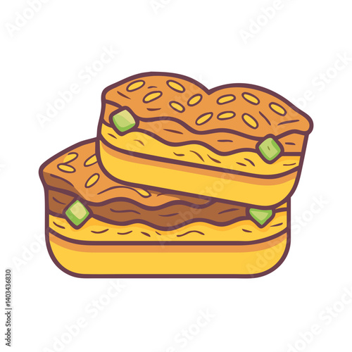 Delicious stack of tamago sandwiches japanese cuisine food illustration tasty snack breakfast lunch