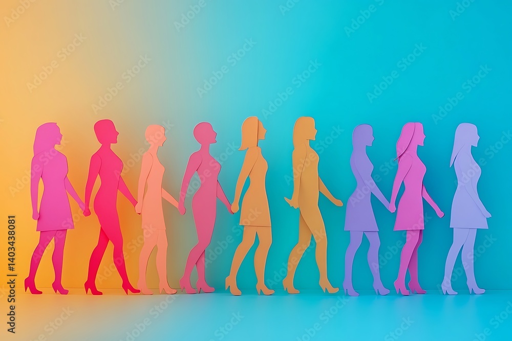 Gradient Group of Women Holding Hands Empowerment Gradient Group of Women Holding Hands Empowerment