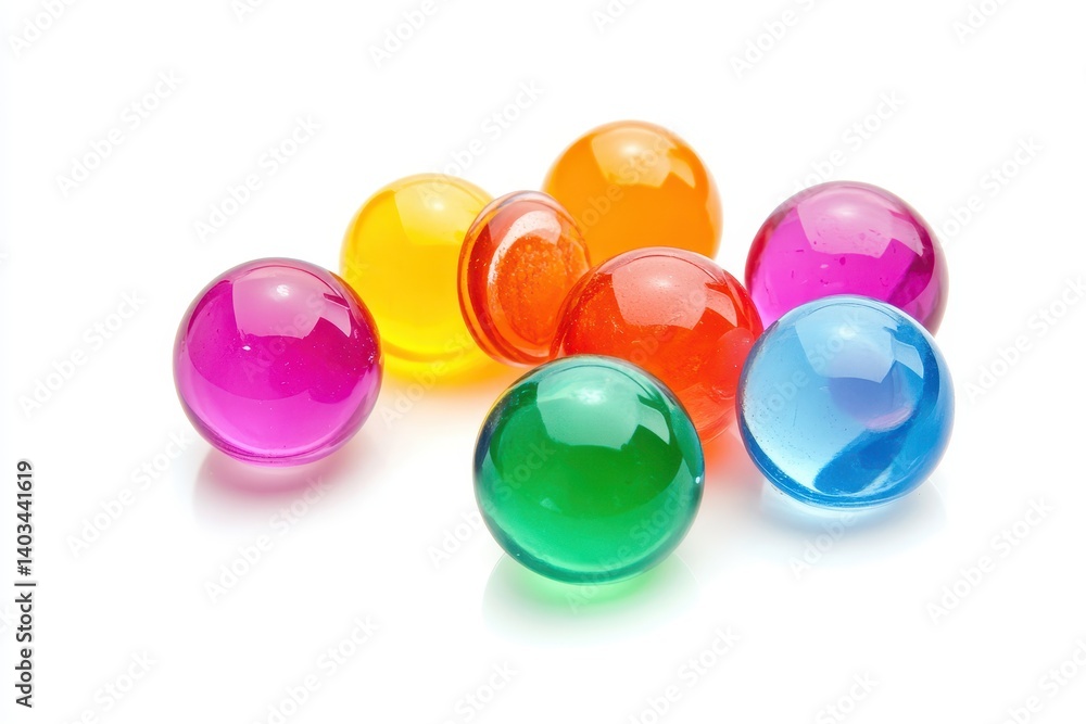 Fototapeta premium Colorful translucent spheres cluster on white