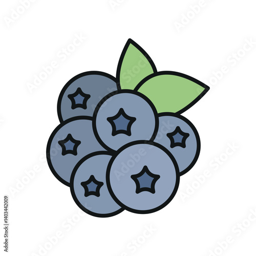 Blueberry icon symbolizes sweet nutrition, antioxidant-rich fruit, and healthy snacking moments.