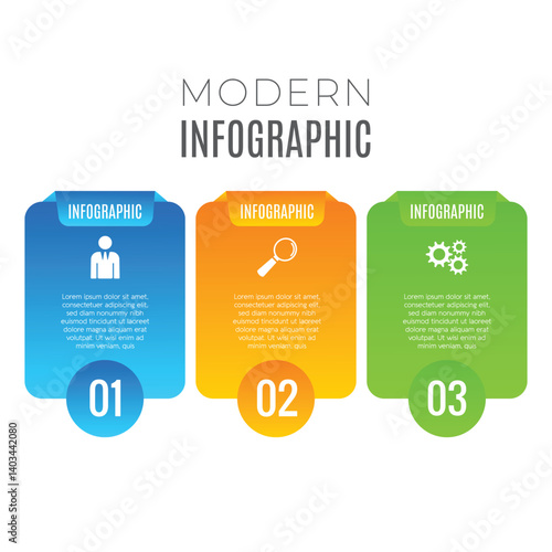 Chart list infographic 3 step business growth template design