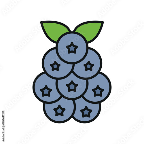 Blueberry icon symbolizes sweet nutrition, antioxidant-rich fruit, and healthy snacking moments.