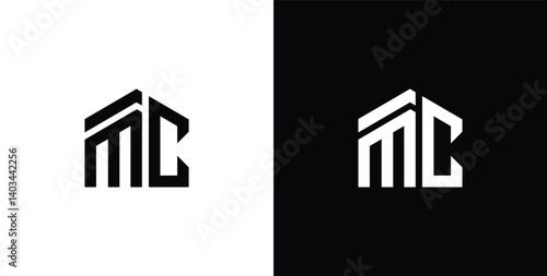 m c mc initial building logo design vector symbol graphic idea creative