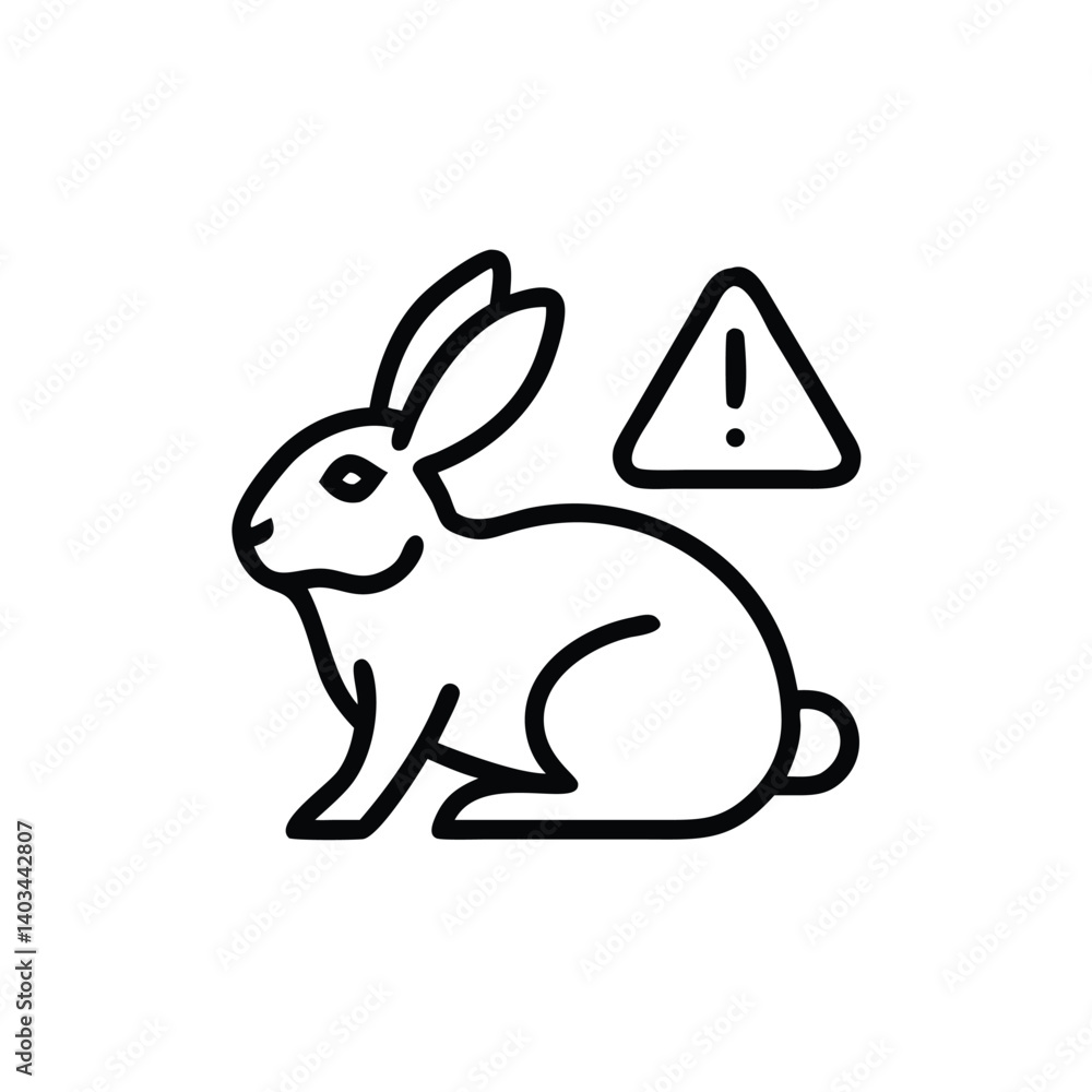 Obraz premium Cruelty Free Symbol With A Rabbit And An Exclamation Mark Warning Sign