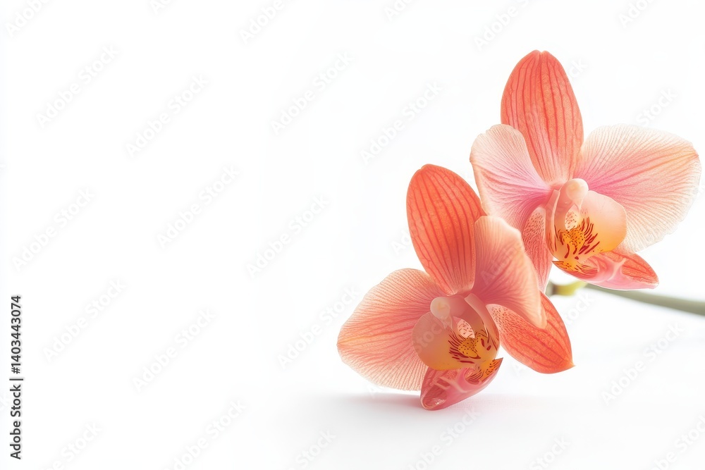 Delicate coral orchids against white Delicate coral orchids against white
