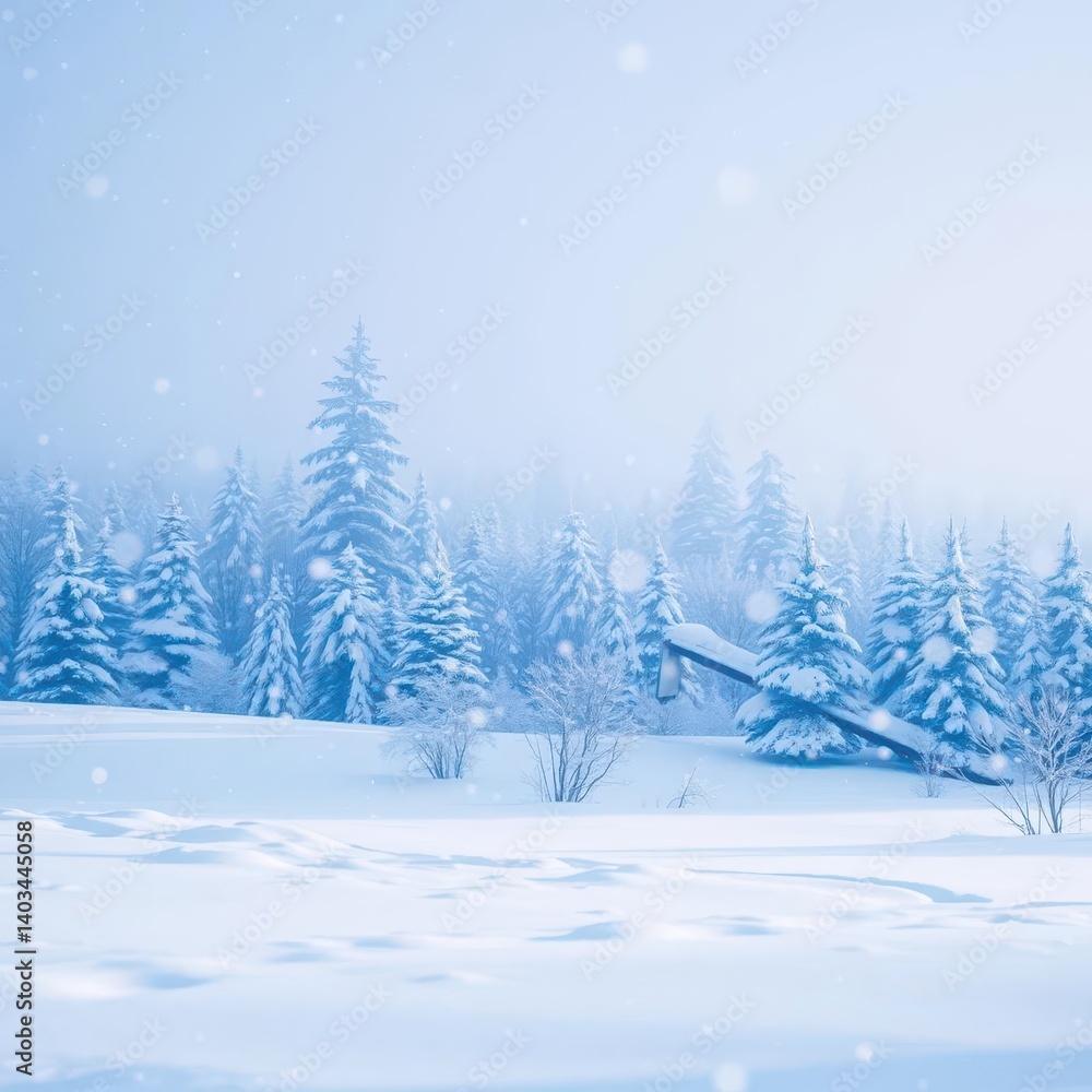 Fototapeta premium Blinding snow obscures a winter landscape, creating a chaotic whiteout, visual, snow, blizzard