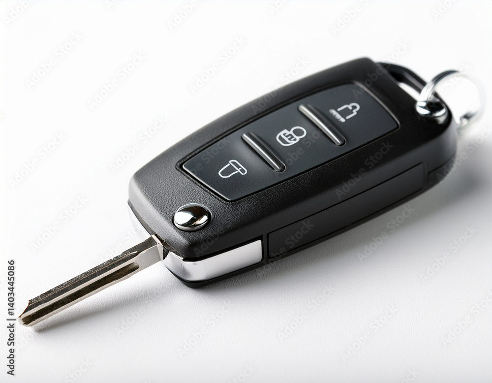 car key with remote control on white background car key with remote control on white background