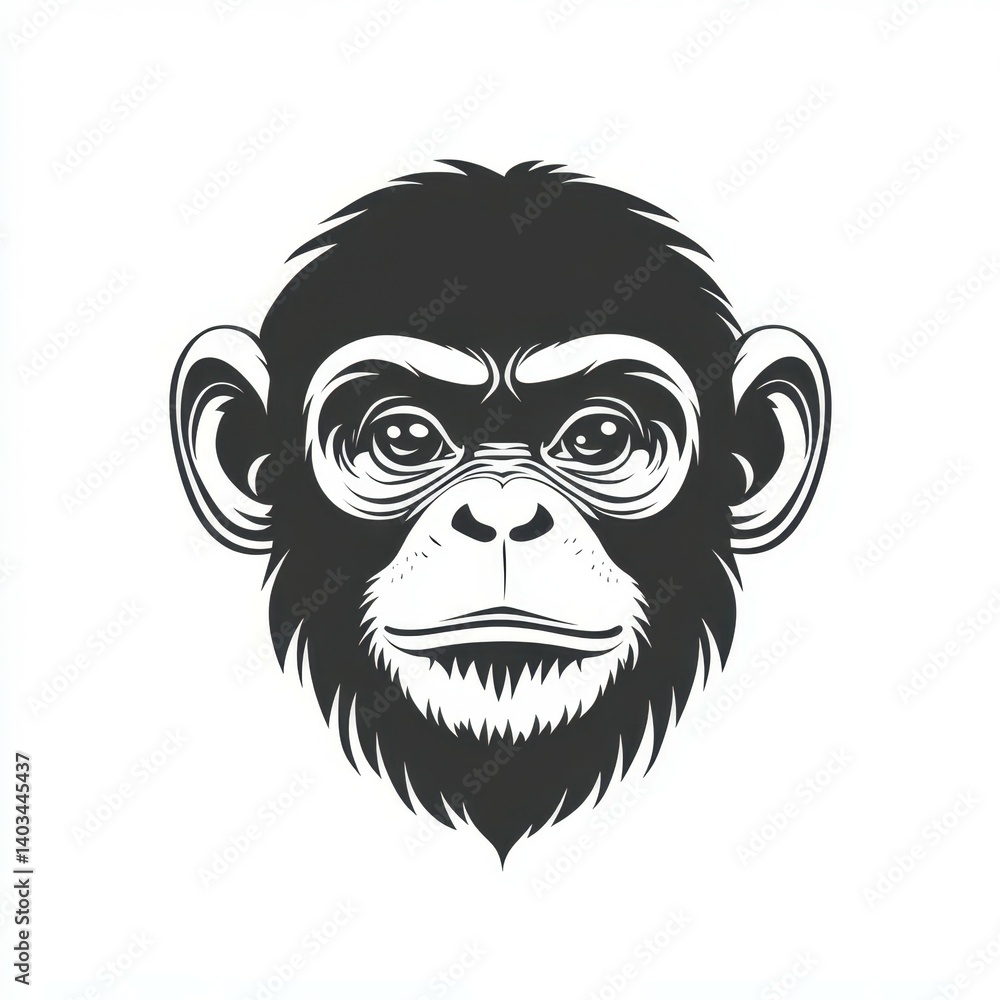 Charming illustration of a chimpanzee face with intricate details showcasing its expressive features Charming illustration of a chimpanzee face with intricate details showcasing its expressive features