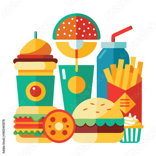 Fast Food Fries Vector Art White Background