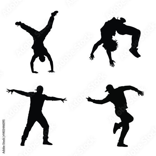 Dynamic Silhouettes Four Unique Breakdancing Poses