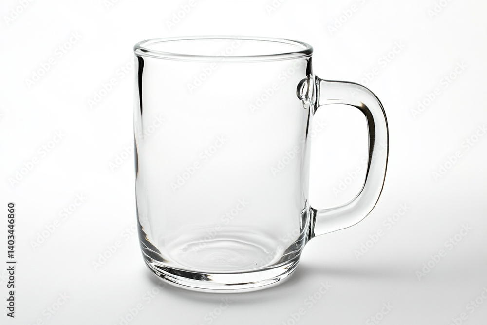 Glass mug, on a white background Glass mug, on a white background