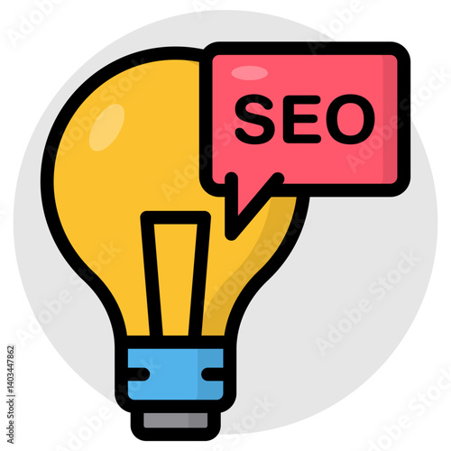 Lightbulb showing concept of seo idea icon 