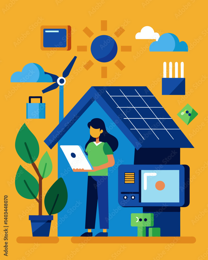 Master the art of maintaining solar panels through interactive workshops.. Vector illustration