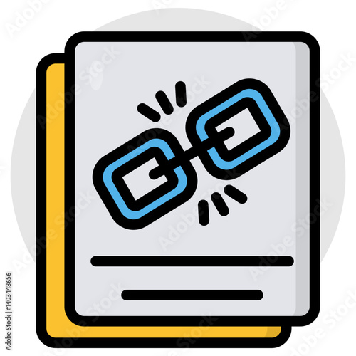 Conceptual flat design icon of linked file 
