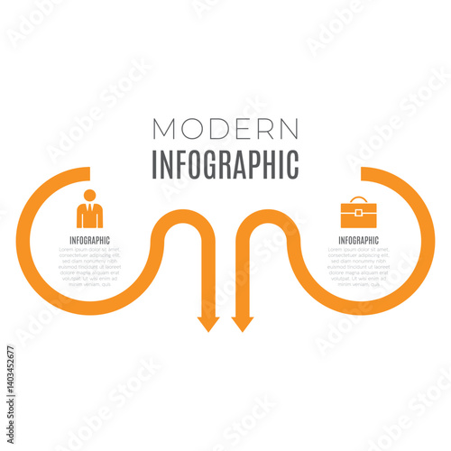 Circle 2 step infographic template chart list editable design