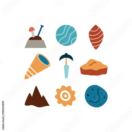 09 different geology vector doodle icon