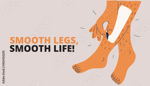 Cartoon vector illustration of leg waxing like achieving smooth skin with effortless beauty