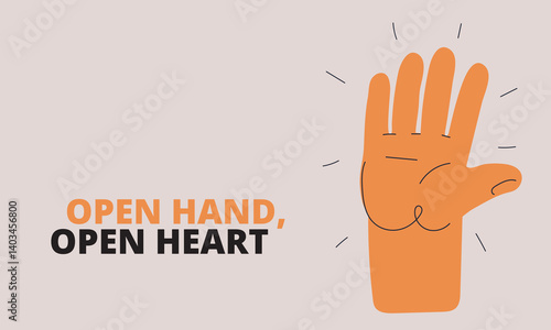 Cartoon vector illustration of a hand showing five fingers like signaling a high-five or a gesture of completion