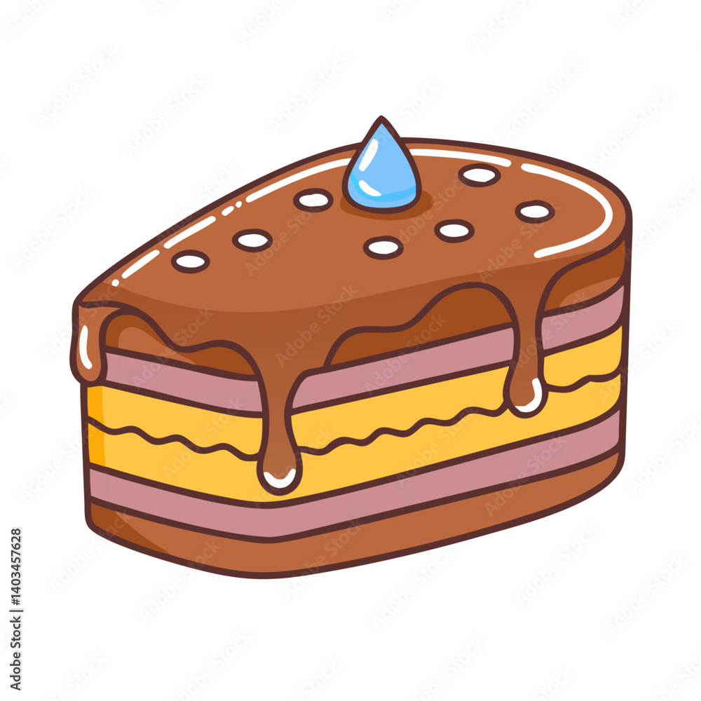 Delicious chocolate cake slice with frosting and topping dessert food illustration vector art Delicious chocolate cake slice with frosting and topping dessert food illustration vector art