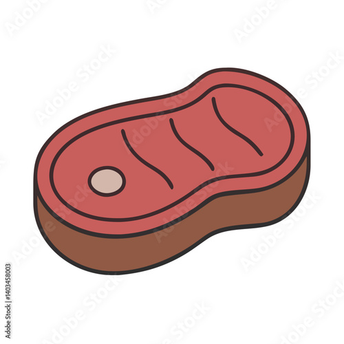 Isolated cartoon beef steak grilled meat drawing illustration food barbecue delicious protein diet