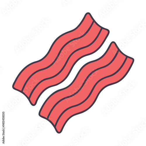 Crispy bacon strips vector illustration for breakfast food pork meat and delicious meal design element